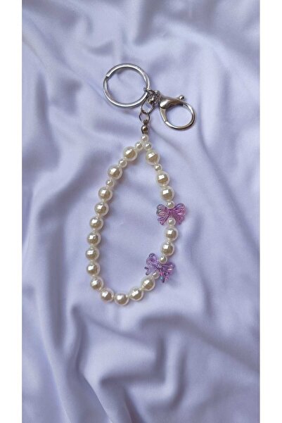 Rodopiva سلسلة مفاتيح مزينة باللؤلؤ وعقدة ملونة لتزيين الحقائب