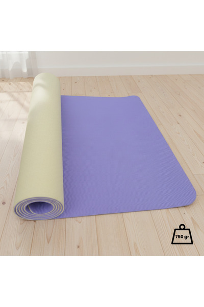 Rebuwo Çift Taraflı TPE Yoga Pilates Matı 6mm Kaymaz Hafif Taşınabilir – Lila & Sarı (Butter Yellow)