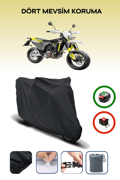 Breen Black Husqvarna Supermoto 701 Motorcycle Tarpaulin Rear Bag Compatible