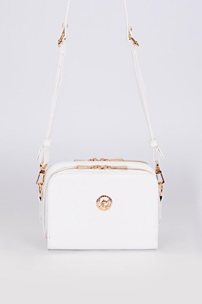 Levidor حقيبة كتف بيضاء قابلة للتعديل بسحاب مزدوج