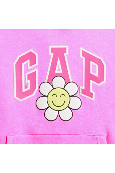 GAP Παιδικό ροζ φούτερ με λογότυπο με μοτίβο λουλουδιών