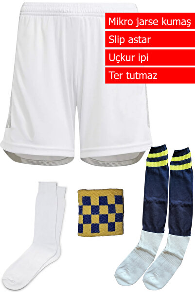 MODA Sarı Lacivert futbol şortu, çorap ve bileklik seti
