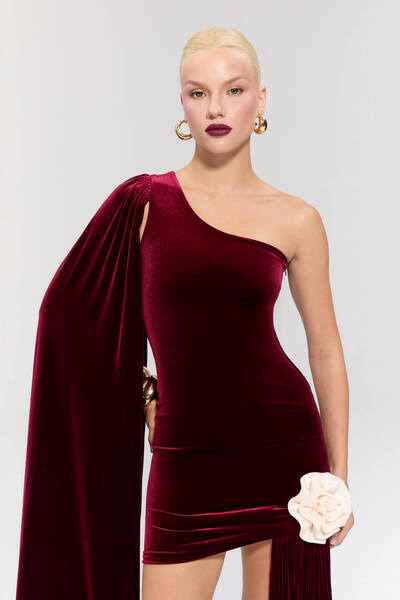 Nur Karaata Empress Burgundy Dress