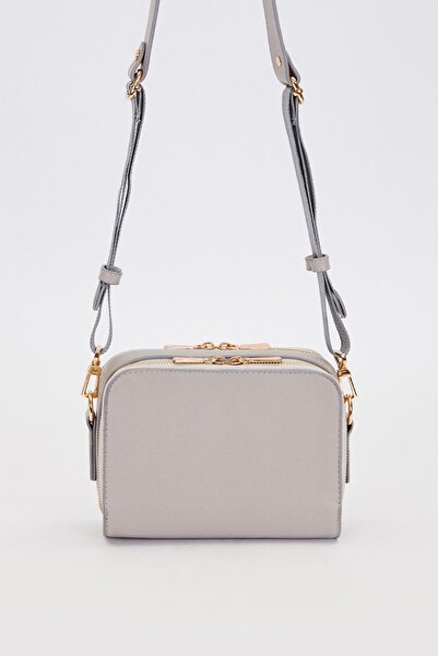 Levidor Gri Çift Fermuarlı Ayarlanabilir Omuz Çantası