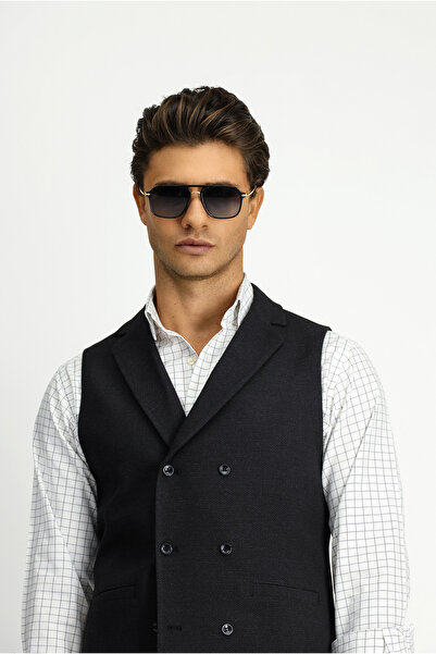 Kiğılı Slim Fit Dar Kesim Desenli Klasik Kruvaze Yelek