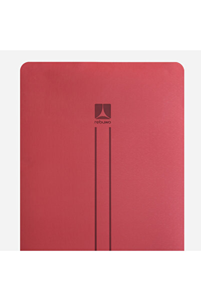Rebuwo Çift Çizgi Tasarımlı TPE Yoga Pilates Matı 6mm Kaymaz Hafif Taşınabilir - Bordo
