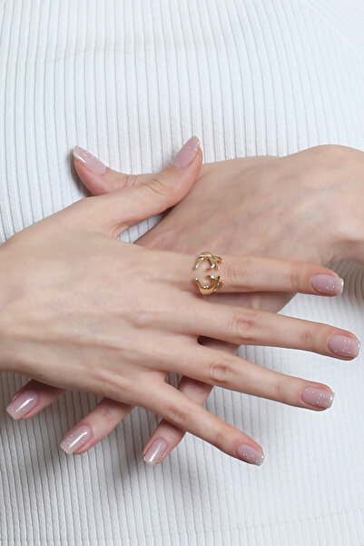 LABALABA Women's Lacquered Double Hand Heart - Love Ring