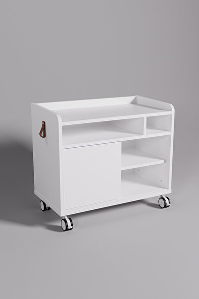 Creo Mobili Smart Keson, Home Ofis Depolama Ünitesi Komodin, Tekerlekli Smart Keson - Beyaz