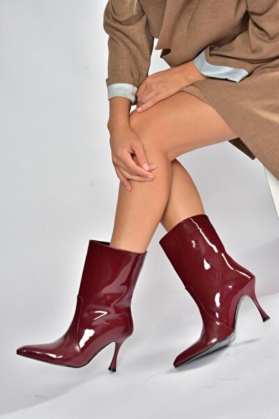 Fox Shoes V752550208 Bordo Rugan İnce Topuklu Kadın Bot