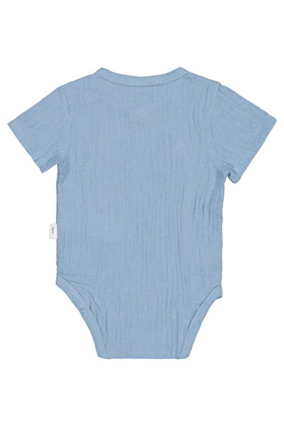 Civil Baby Ayıcık Baskılı 1-18 Ay Çıtçıtlı Badi - Mavi 9-12 Ay