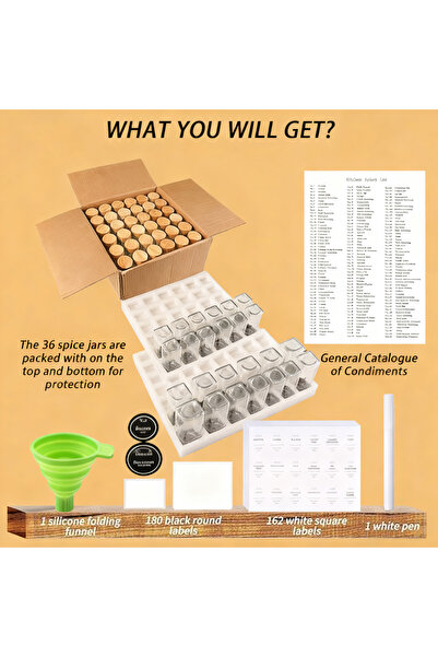 CamelMall 24 Pack Glass Jars with Bamboo Lids, 120ml Airtight Spice Jars Set with Labels and Pen