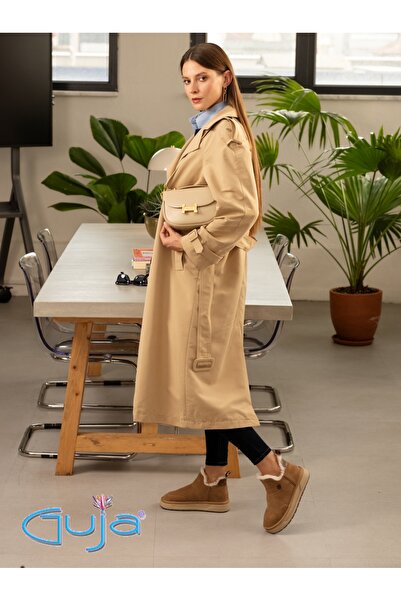 Guja 25K486 Γυναικείες κοντές μπότες από σουέτ με επένδυση από γούνα