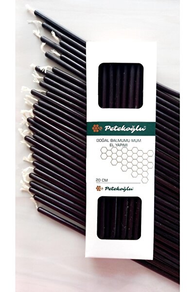 Petekoğlu (40 Adet Siyah) Balmumu Mum Dilek Mumu Doğal Petek Ince Uzun Parti Ritüel Doğum Günü Mum