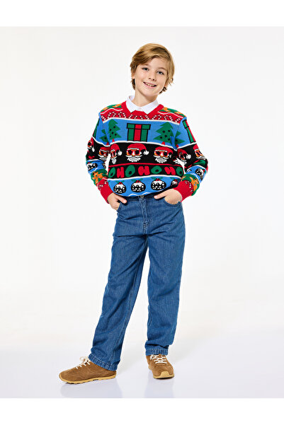 Koton Long Sleeve Crew Neck Christmas Patterned Knitwear Sweater