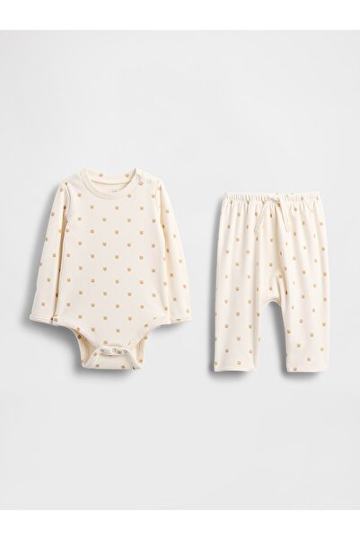 GAP Bebek Kırık Beyaz Baby Softspun Bodysuit Outfit Set