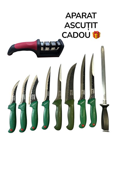 coshop Set 8 cutite profesionale macelarie + APARAT DE ASCUTIT CADOU