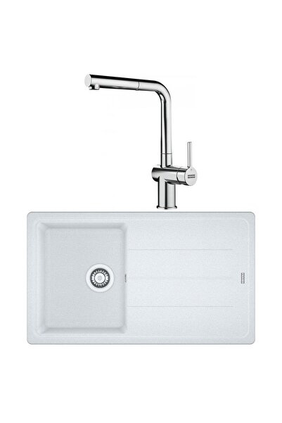 Franke BFG 611 Granit Bianco Evye, Active Plus Doccia Krom Spiralli Armatür Seti