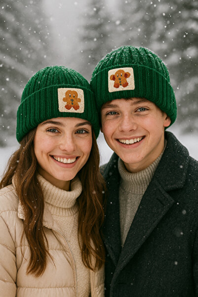 byebruketenci قبعة صوف خضراء فاخرة مع تفاصيل لكمة خبز الزنجبيل قبعة خضراء للع...