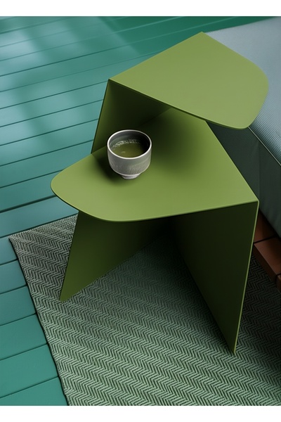 VoomeDesign Modern Metal Yeşil Yan Sehpa Dekoratif Ev Mobilyası