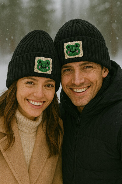 byebruketenci قبعة سوداء مطبوعة على شكل ضفدع أخضر هدية عيد الميلاد