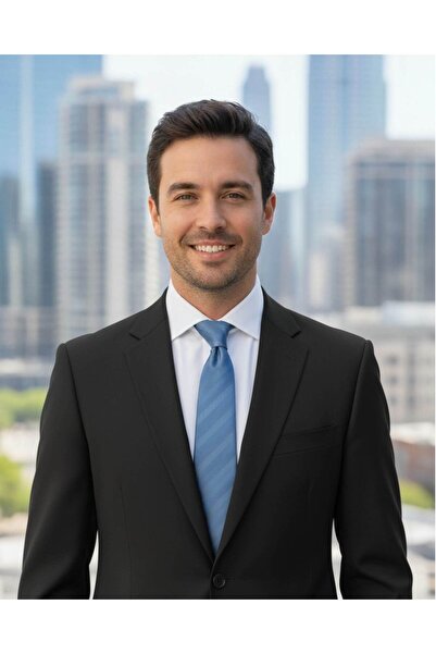 1001 Kravat 8 Cm Genişliğinde Klasik Çizgili Mavi Kravat