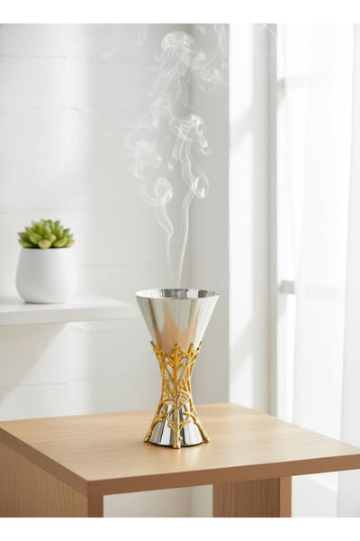 Living مبخرة ستيل عصرية ، فضي ارتفاع 23 سم