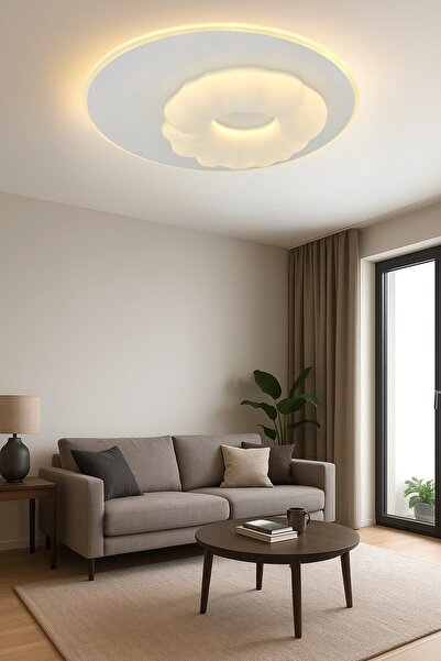 ESSLİGHT Bulut 50 cm Plafonyer LED Avize 3 Renk Işık Modlu (Beyaz / Sarı / Gün Işığı)