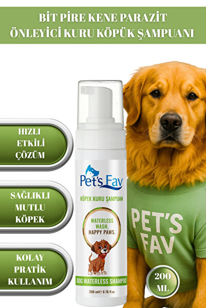 Pets Fav 2'li Köpek Hızlı Pratik Pati Temizleme ve Bit Pire Kene Parazit Önleyici Kuru Köpük Şampuanı Seti