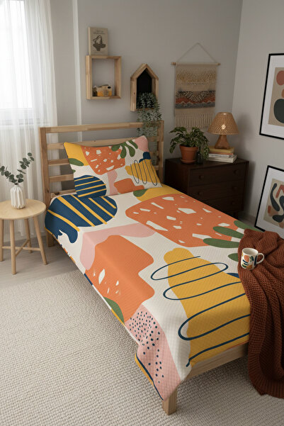 Evmila Modern Desenli Genç Ve Çocuk Baskılı Tek Kişilik Pike Takımı 160x230 R...