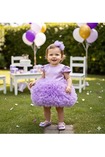 Serackids Kız Bebek Çocuk Kısa Kollu Tüllü Tütü Özel Gün Parti Doğum Günü Pre...