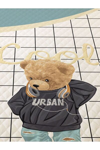 Evmila Cool Teddy Desenli Genç Ve Çocuk Baskılı Tek Kişilik Pike Takımı 160x230 Beyaz