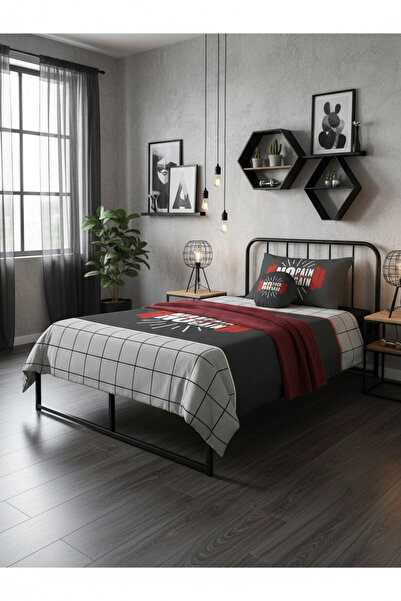 Evmila No Pain No Gain Desenli Genç Ve Çocuk Baskılı Tek Kişilik Pike Takımı ...