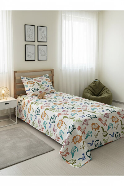 Evmila Dinozor Desen Tek Kişilik Çocuk Pike Takımı 160x220 cm
