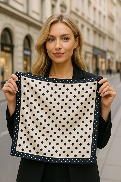 Axesoire 13472 Polka Dot Patterned Satin Bandana Scarf