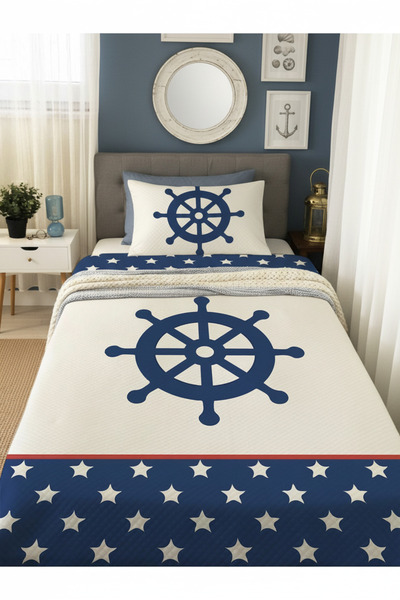 Evmila Dümen Desenli Genç Ve Çocuk Baskılı Tek Kişilik Pike Takımı 160x230 Re...