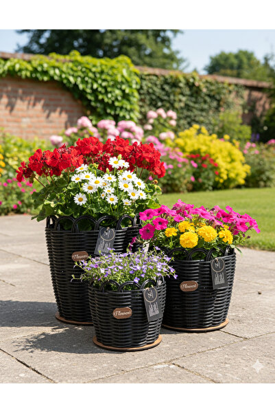 RaddanCore Siyah Renk Premium Saksı Kılıfı 3'Lü Set