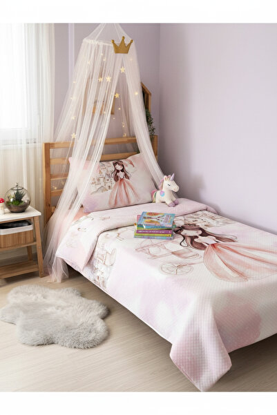 Evmila Masal Prensesi Desenli Tek Kişilik Pike Takımı 160x230 Cm
