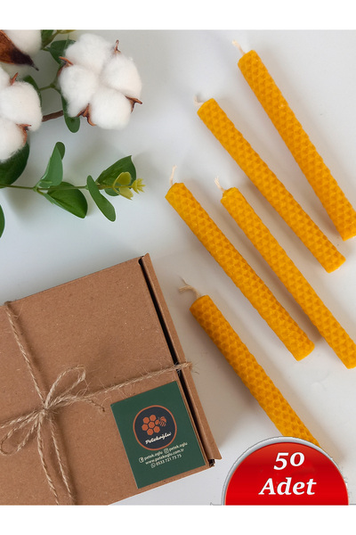 Petekoğlu (50 Adet) Balmumu Dilek Mumu 14 cm x 1 cm –%100 Doğal Arı Balmumu – El Yapımı