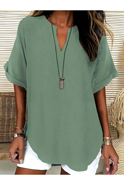 POLEXP Women's Short Sleeve V Neck Aerobin Blouse