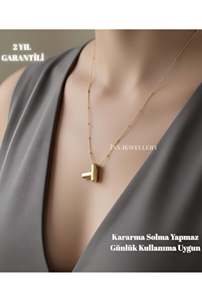 İNN JEWELLERY Çelik (T) Harfli Balon Model Dorikalı Kolye