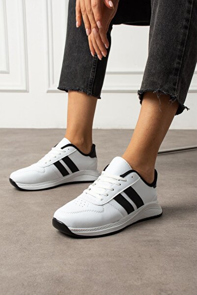 galya shoes Beyaz Siyah - Kadın Sneaker Günlük Ayakkabı