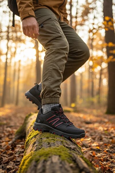 Vojo North Suya Dayanıklı Kışlık Outdoor Erkek Ayakkabı Siyah-Kırmızı
