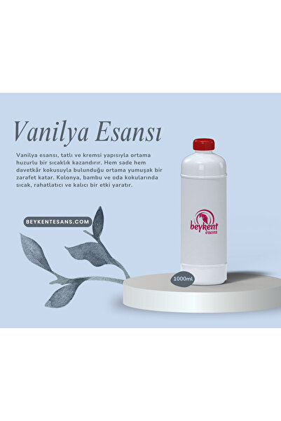beykent esans Vanilya Esansı ( Dıfızör , Bamboo, Kokulu Taş, Butik Mum) 1000ml