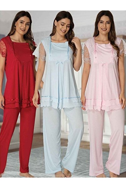 Effortt 2051 Set pijama de maternitate pentru femei roz