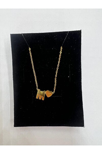 Meyra Accessories قلادة من الفولاذ المقاوم للصدأ غير قابلة للتشوه - قلادة ذهبية أنيقة بتفاصيل حروف وقلوب