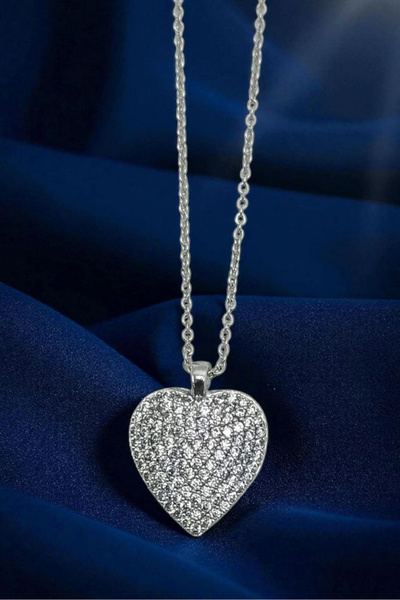 Bijuty Women's Heart Necklace - Steel Chain - Silver Color (with Surprise Gift)