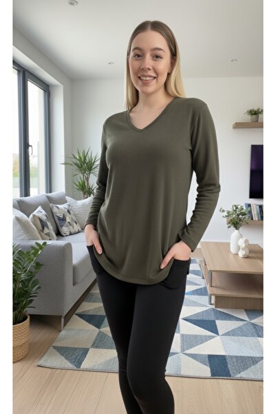 ÇAĞ MODA V-Neck Long Sleeve Sweater