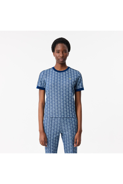 Lacoste تيشيرت جاكار بقصة ضيقة ومونوغرام - TF3244-00-6LE