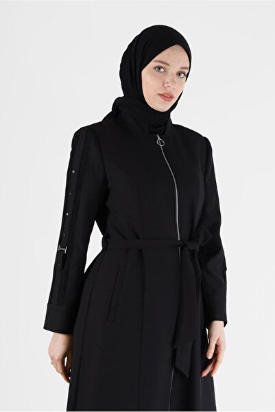 Alvina BELİ KUŞAKLI KOLLARI ZIMBA DETAYLI PARDESÜ 10486