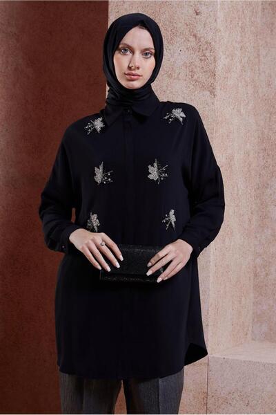 Alvina 44468-1 Model Hijab Tunic - Stone Detailed